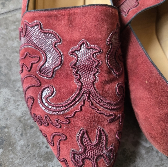 GUCCI vintage cherry red burgundy loafers flats suede snakeskin size 40EU 10US - Picture 15 of 16